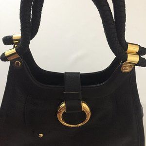 Besso Black Handbag With Gold Hardware